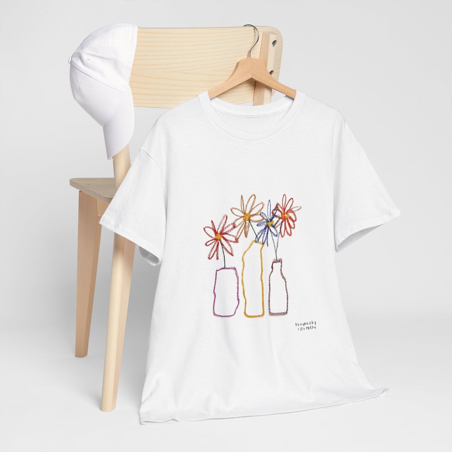 Color Bloom Bottles T-Shirt – Designed by 9-Year-Old Mithu | Kids Art Floral Tee by House of Magnetic HOUSE OF MAGNETIC