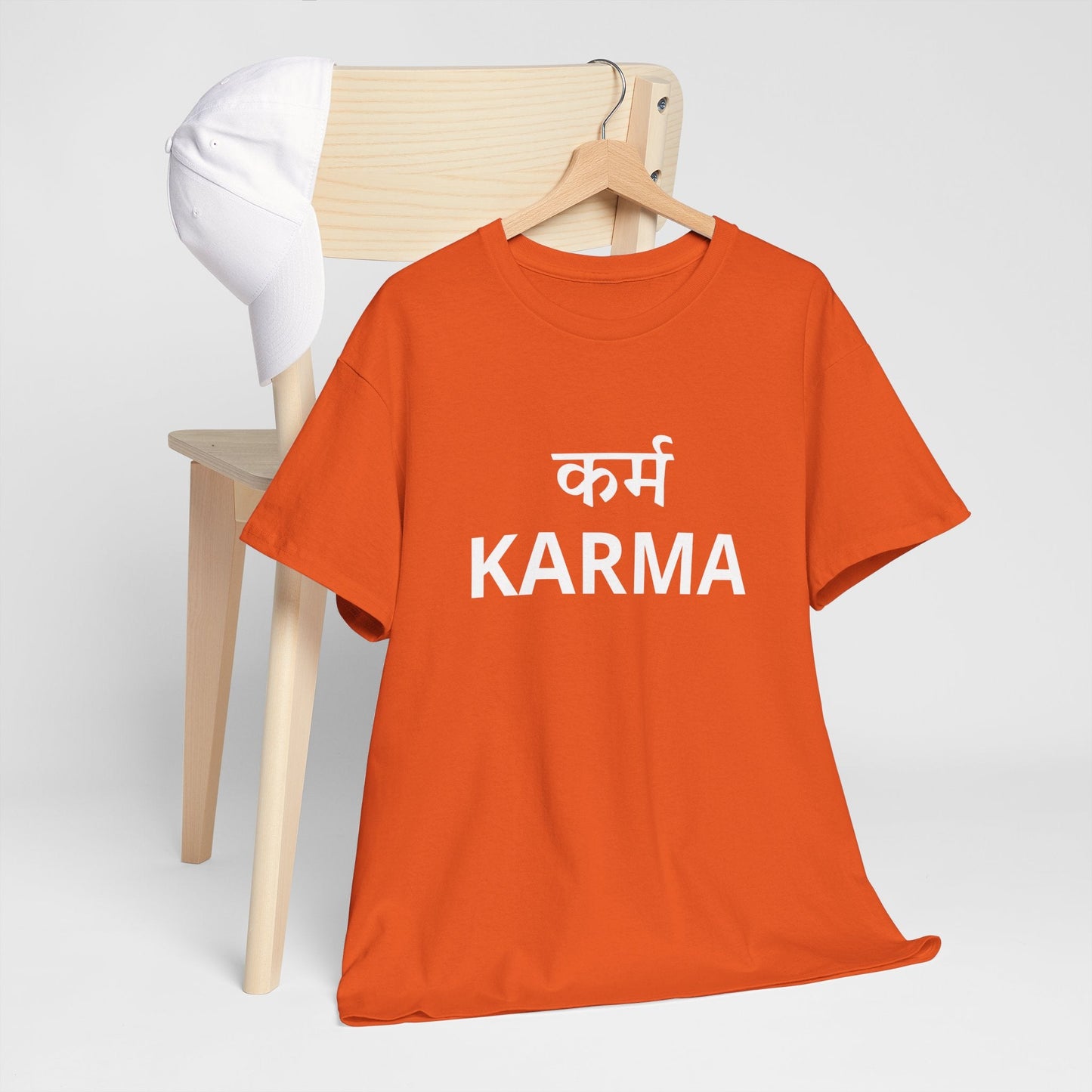 KARMA Bold Red Graphic T-Shirt – Sanskrit Typography Tee | House of Magnetic HOUSE OF MAGNETIC