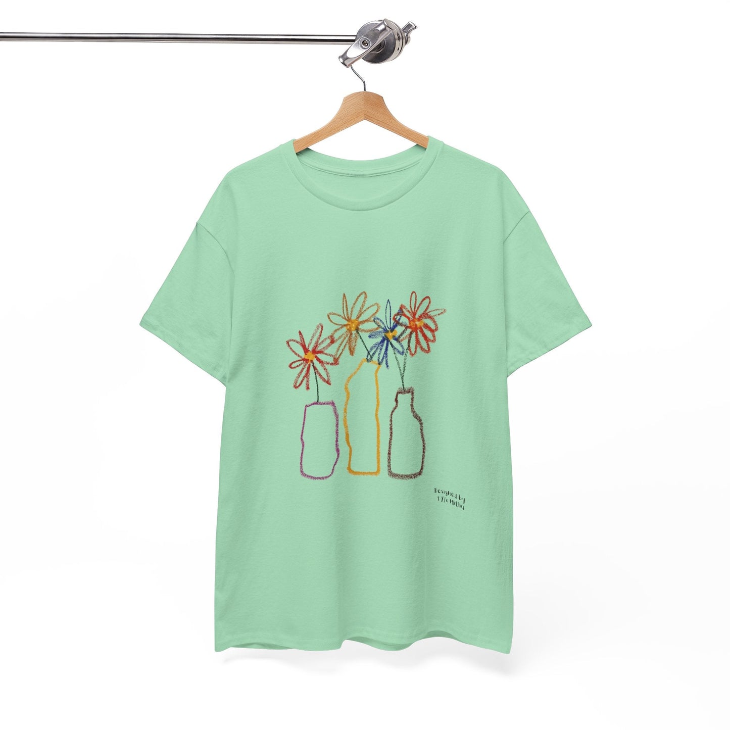 Color Bloom Bottles T-Shirt – Designed by 9-Year-Old Mithu | Kids Art Floral Tee by House of Magnetic HOUSE OF MAGNETIC