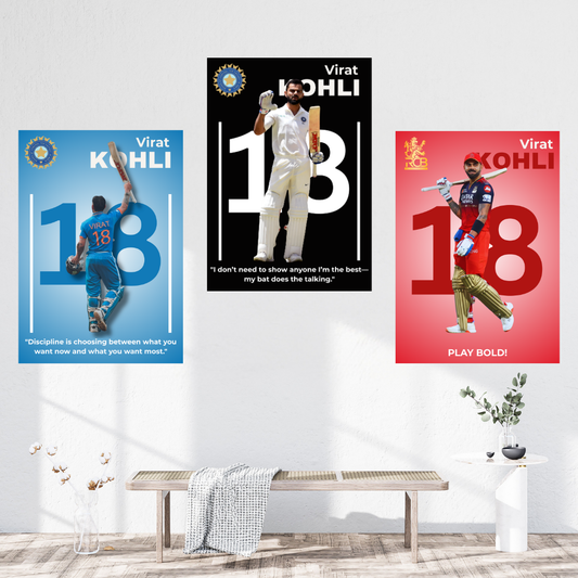 Virat Kohli Poster Combo – Set of 3 Houseofmagnetic