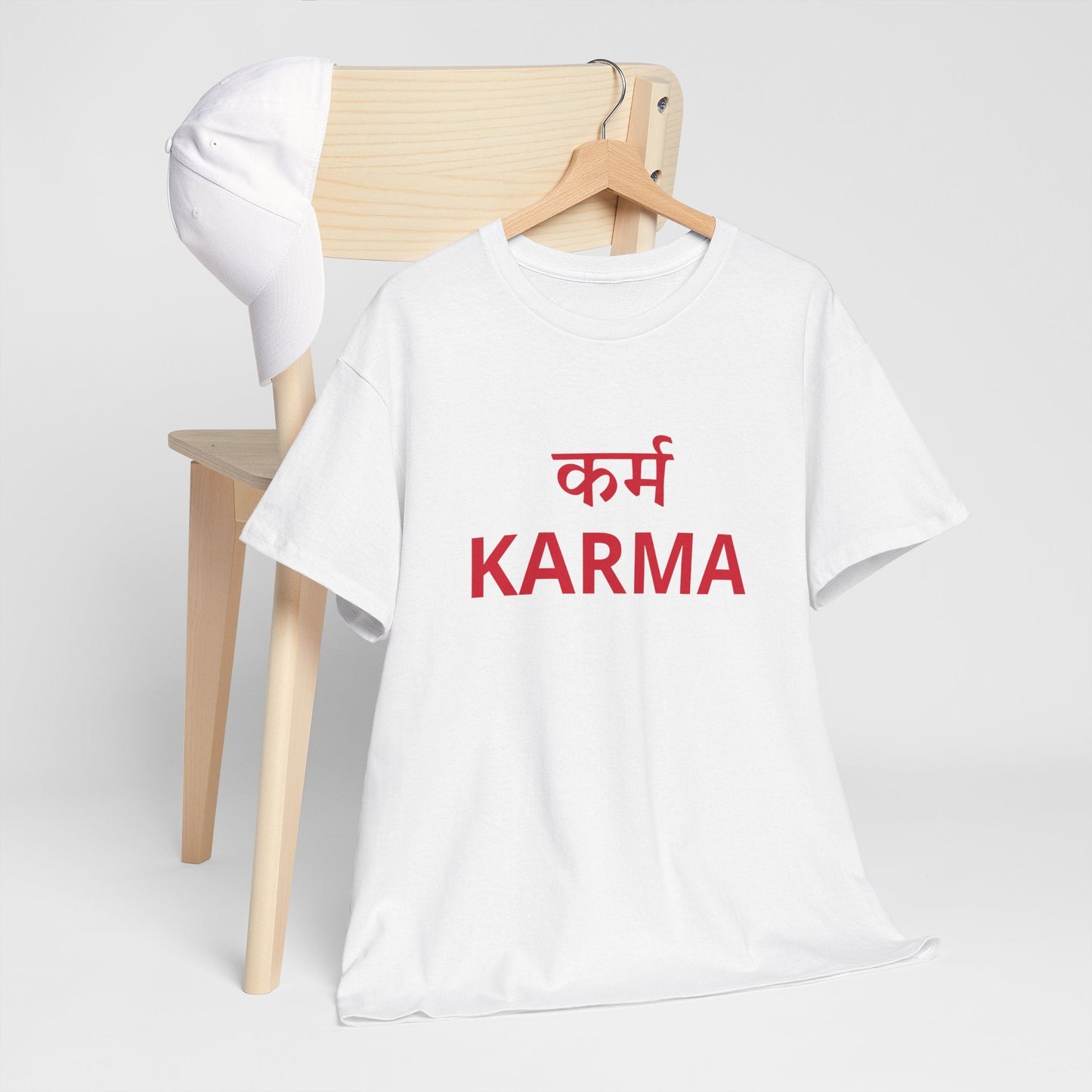 KARMA Bold Red Graphic T-Shirt – Sanskrit Typography Tee | House of Magnetic HOUSE OF MAGNETIC