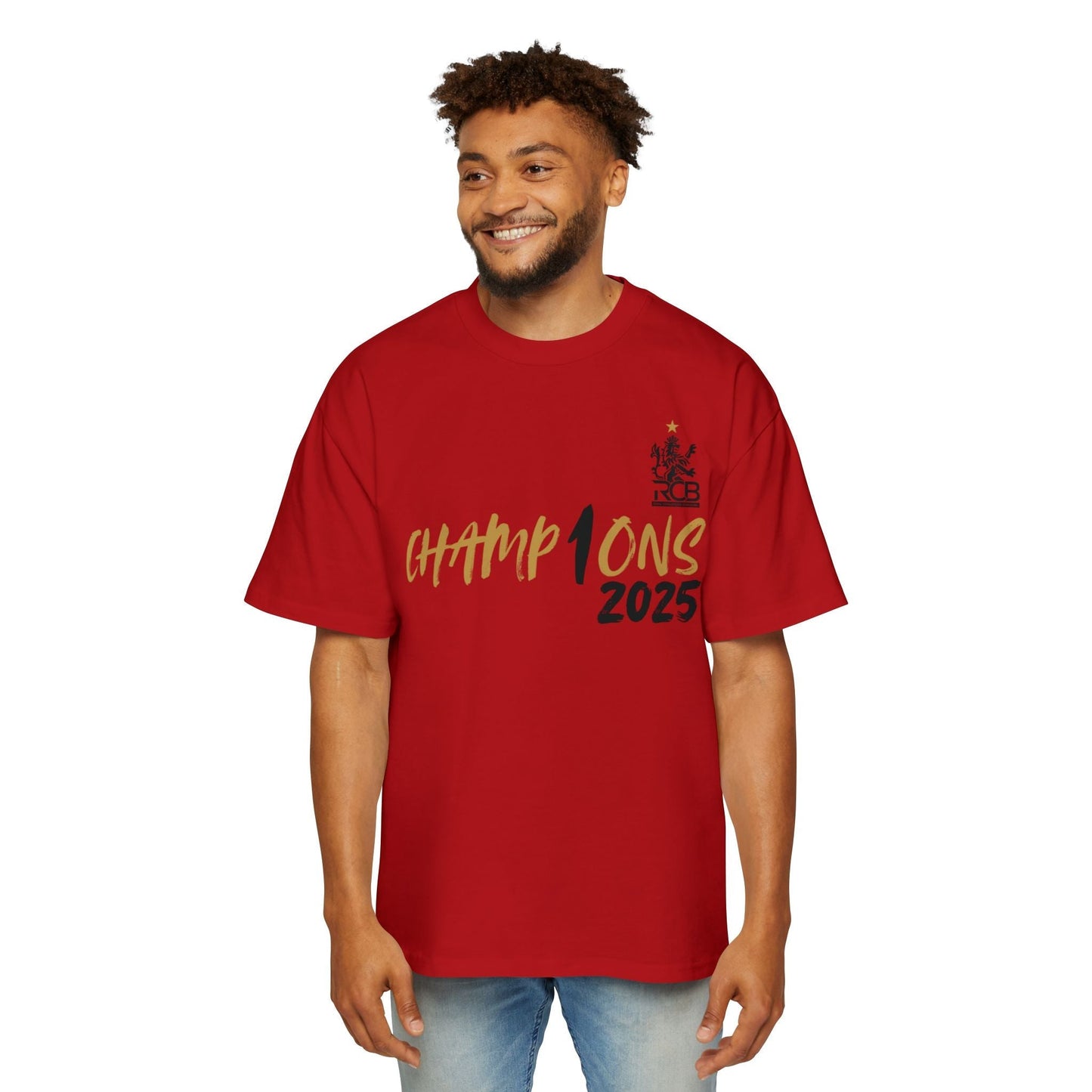 RCB Champions 2025 Oversized T-Shirt – Red, White & Black | Unisex S-XXL | Official IPL Fanwear Houseofmagnetic
