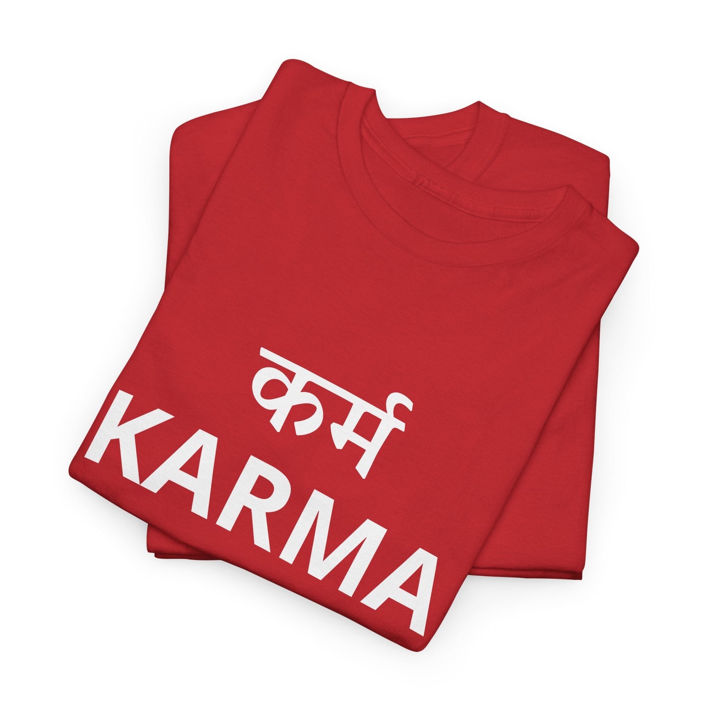 KARMA Bold Red Graphic T-Shirt – Sanskrit Typography Tee | House of Magnetic HOUSE OF MAGNETIC