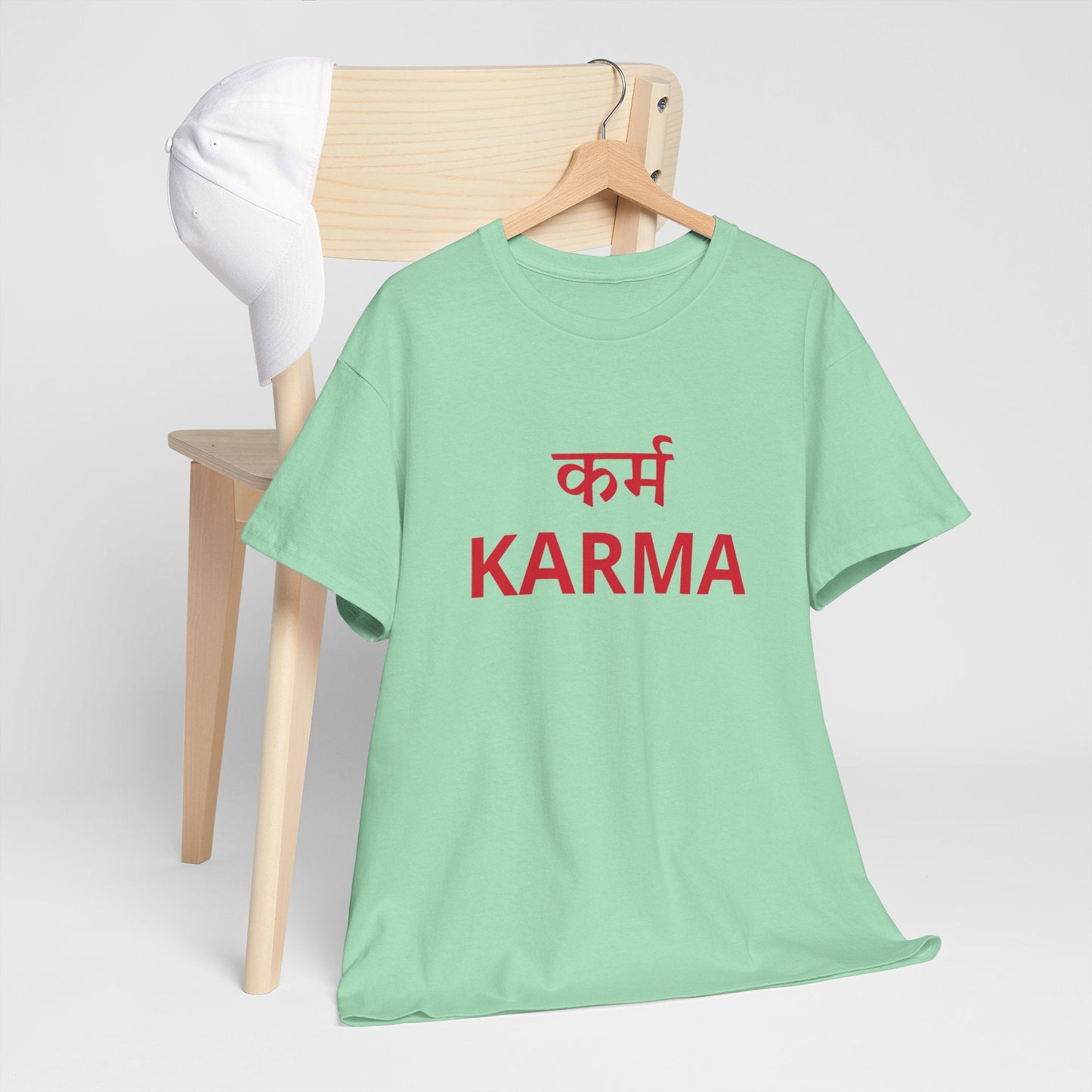 KARMA Bold Red Graphic T-Shirt – Sanskrit Typography Tee | House of Magnetic HOUSE OF MAGNETIC