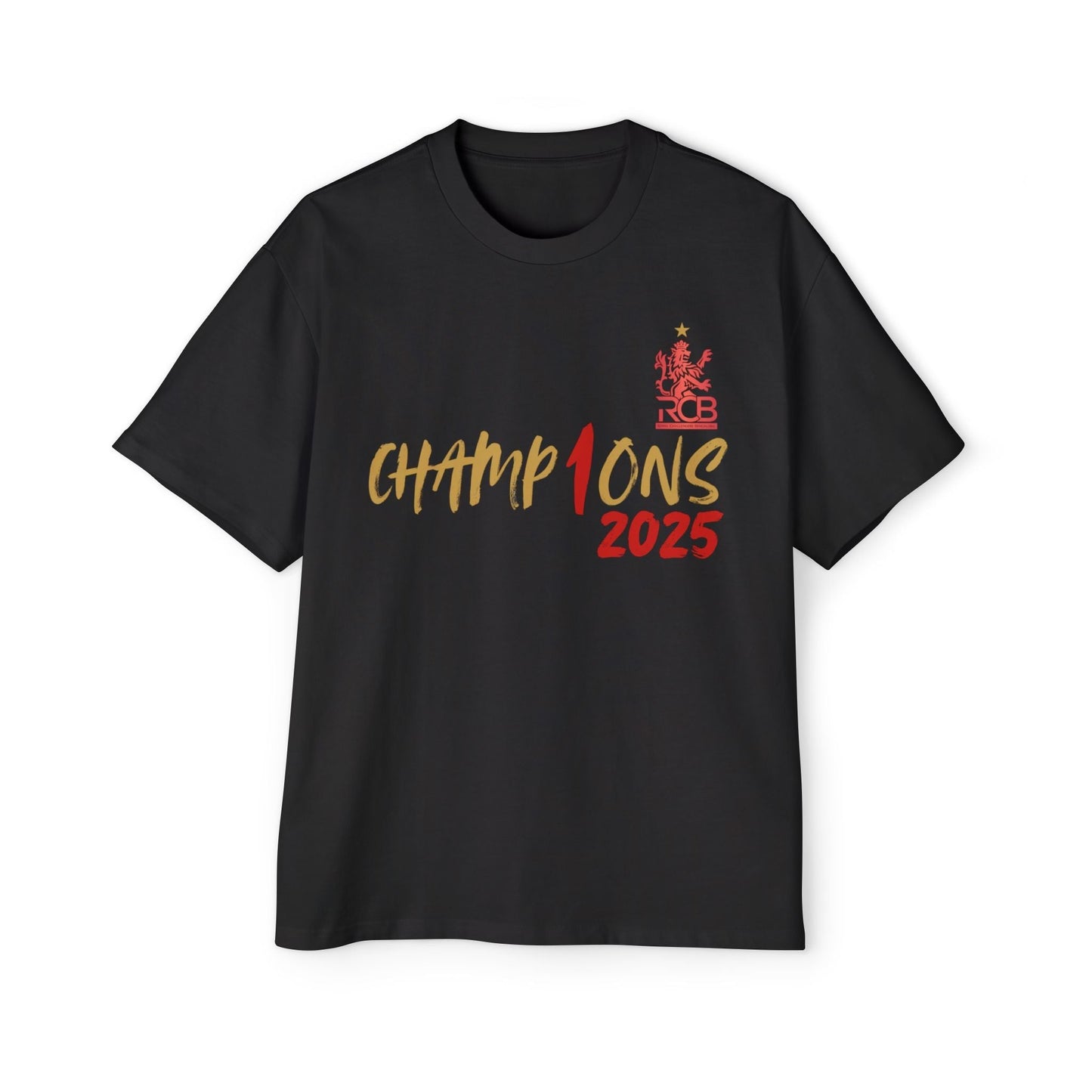 RCB Champions 2025 Oversized T-Shirt – Red, White & Black | Unisex S-XXL | Official IPL Fanwear Houseofmagnetic