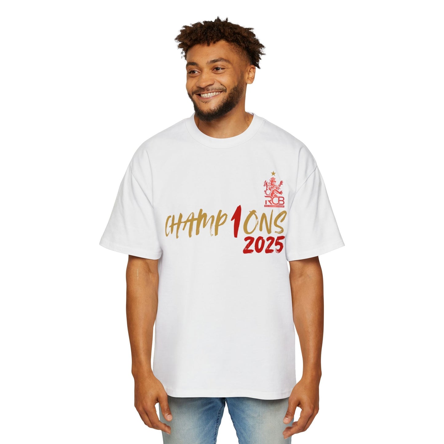 RCB Champions 2025 Oversized T-Shirt – Red, White & Black | Unisex S-XXL | Official IPL Fanwear Houseofmagnetic