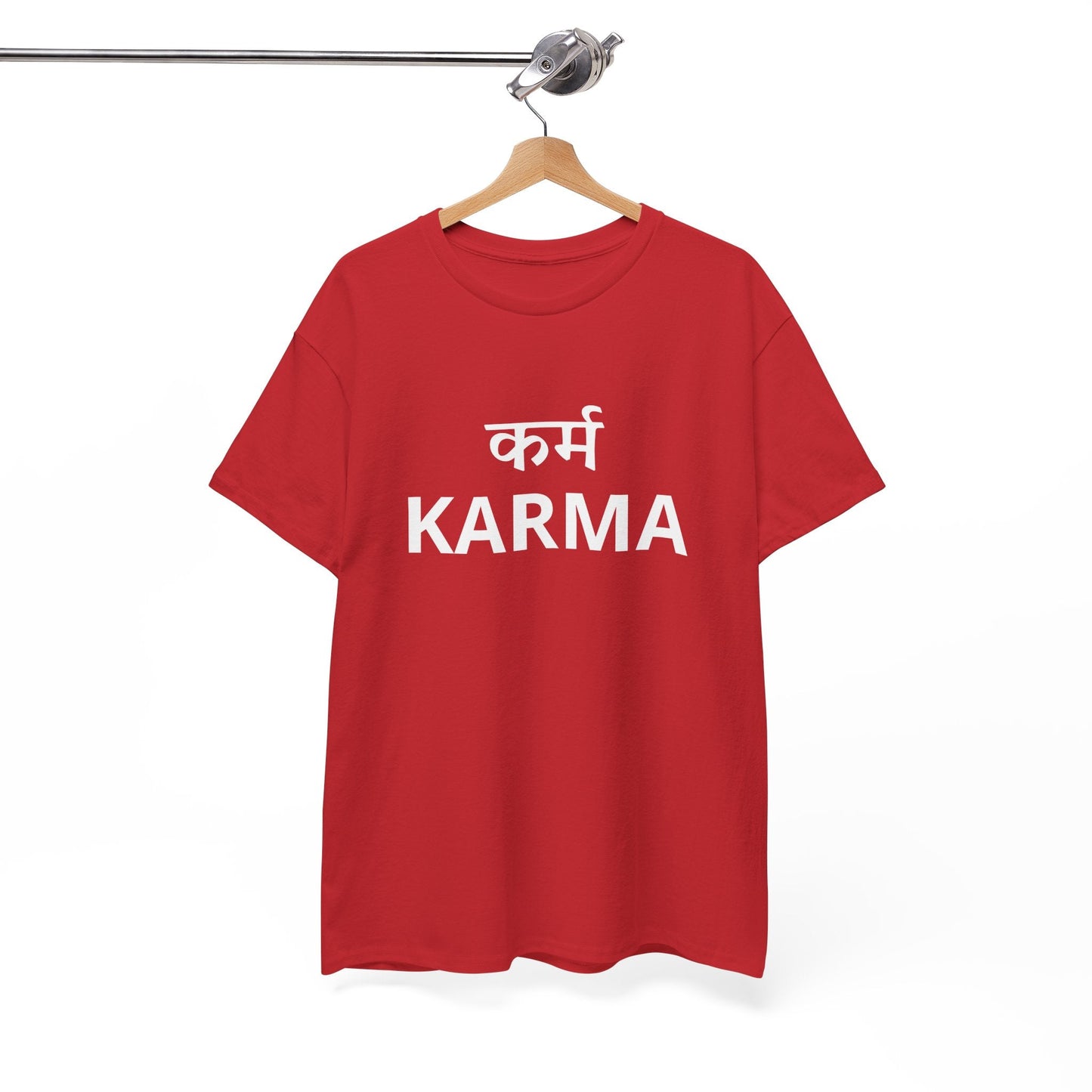KARMA Bold Red Graphic T-Shirt – Sanskrit Typography Tee | House of Magnetic HOUSE OF MAGNETIC