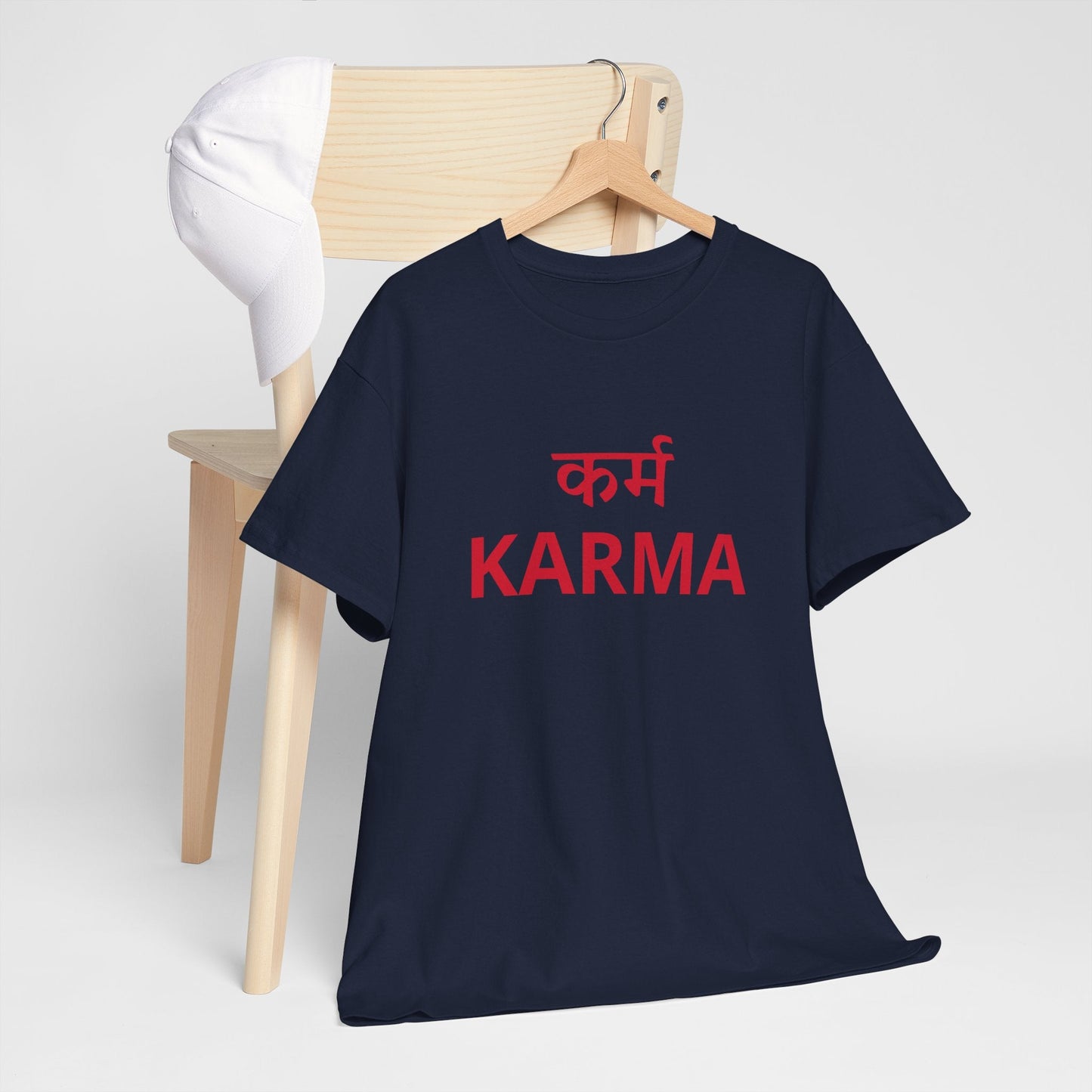 KARMA Bold Red Graphic T-Shirt – Sanskrit Typography Tee | House of Magnetic HOUSE OF MAGNETIC