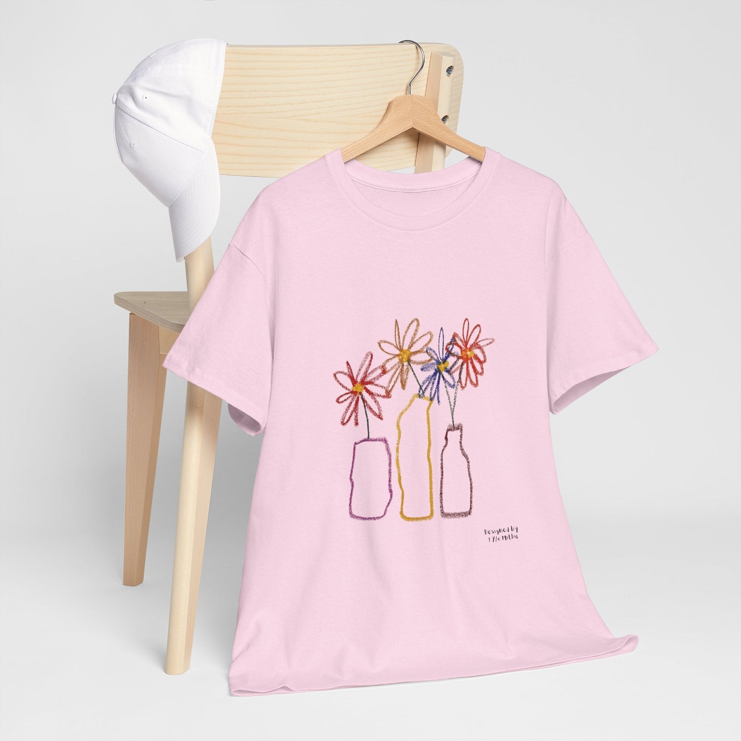 Color Bloom Bottles T-Shirt – Designed by 9-Year-Old Mithu | Kids Art Floral Tee by House of Magnetic HOUSE OF MAGNETIC