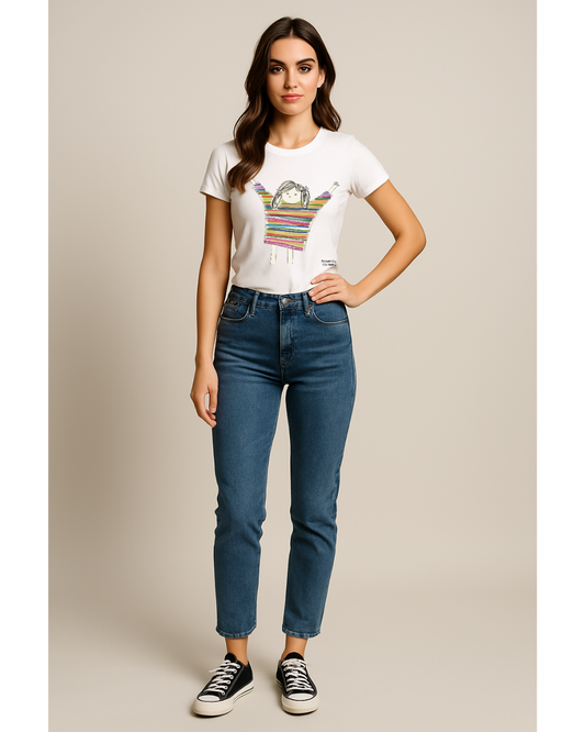 Kids Art Graphic T-Shirt – “Rainbow Joy” by 7-Year-Old Artist | Regular Fit Cotton Tee by House of Magnetic HOUSE OF MAGNETIC