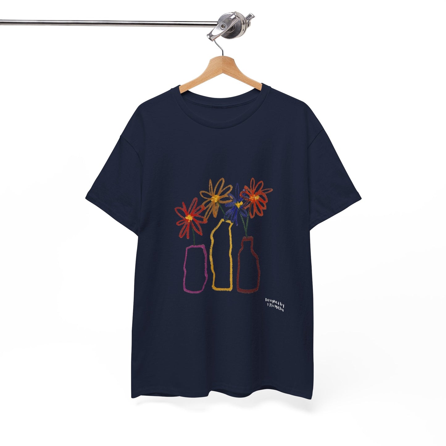 Color Bloom Bottles T-Shirt – Designed by 9-Year-Old Mithu | Kids Art Floral Tee by House of Magnetic HOUSE OF MAGNETIC