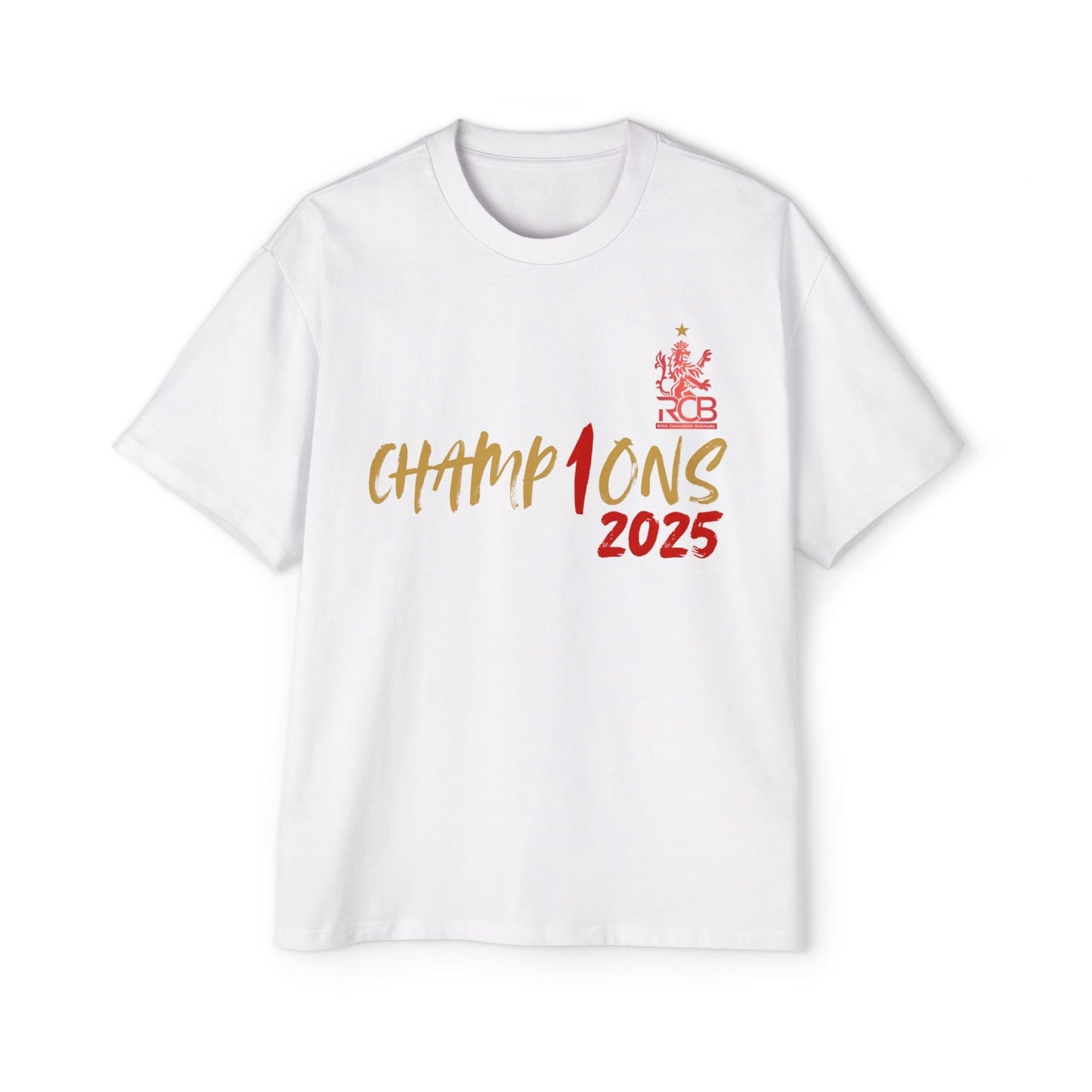 RCB Champions 2025 Oversized T-Shirt – Red, White & Black | Unisex S-XXL | Official IPL Fanwear Houseofmagnetic