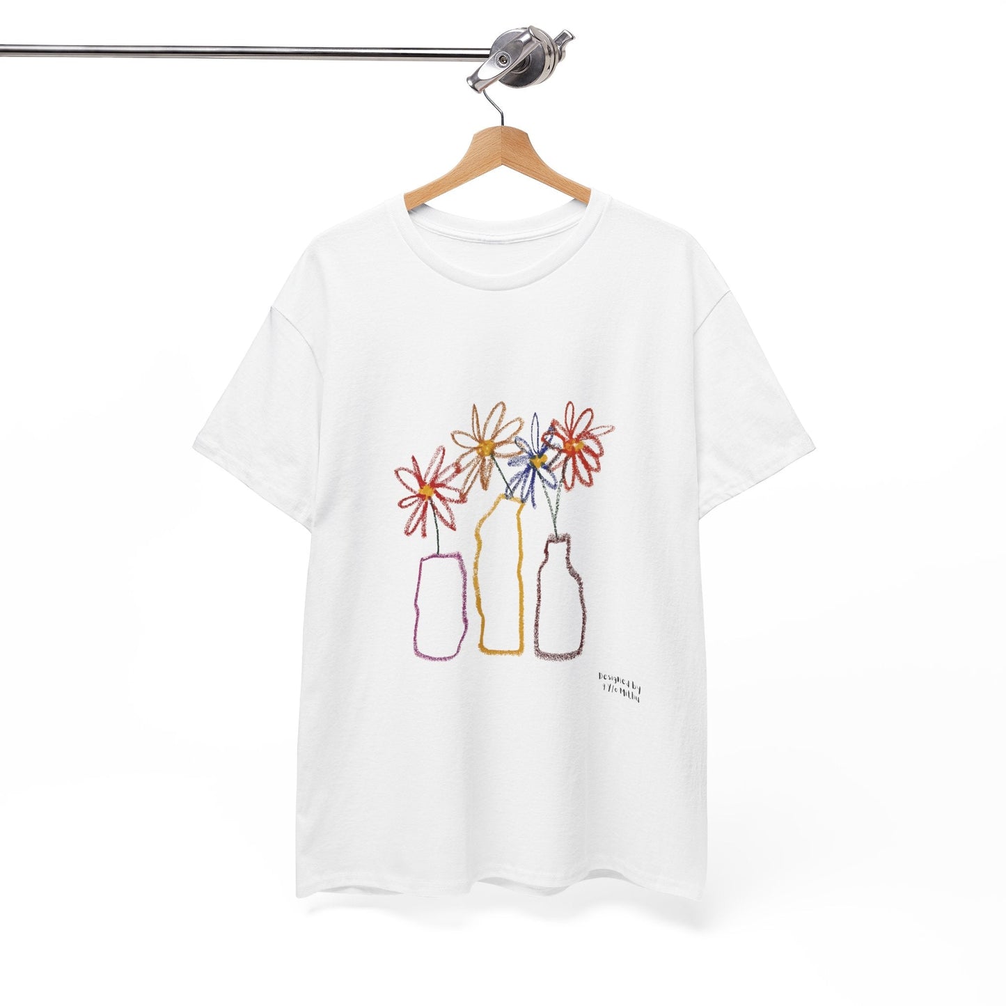 Color Bloom Bottles T-Shirt – Designed by 9-Year-Old Mithu | Kids Art Floral Tee by House of Magnetic HOUSE OF MAGNETIC