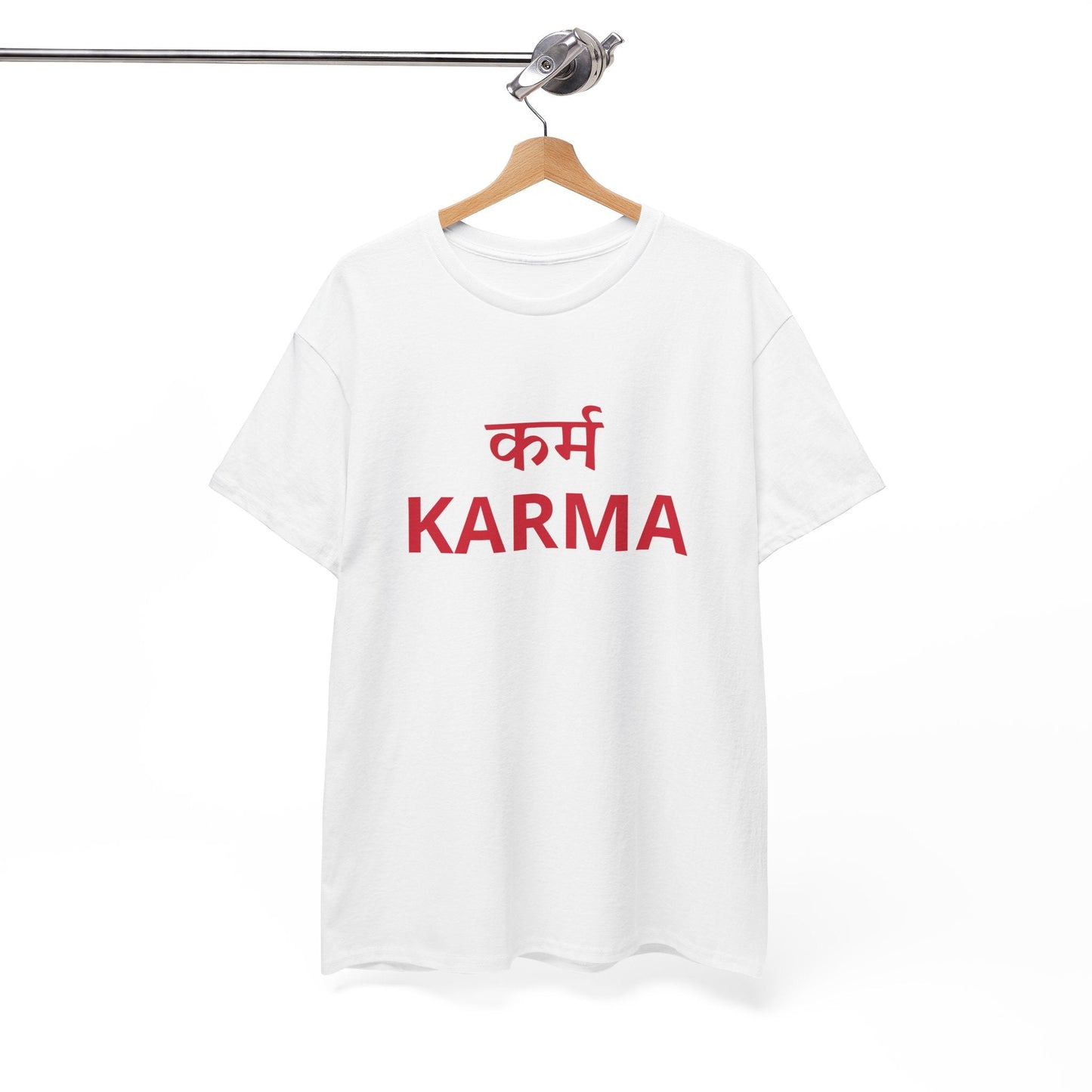 KARMA Bold Red Graphic T-Shirt – Sanskrit Typography Tee | House of Magnetic HOUSE OF MAGNETIC