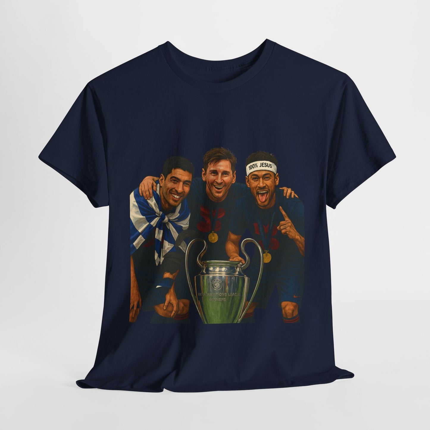 Legendary Trio Champions T-Shirt – UEFA Cup Celebration Tee | House of Magnetic HOUSE OF MAGNETIC