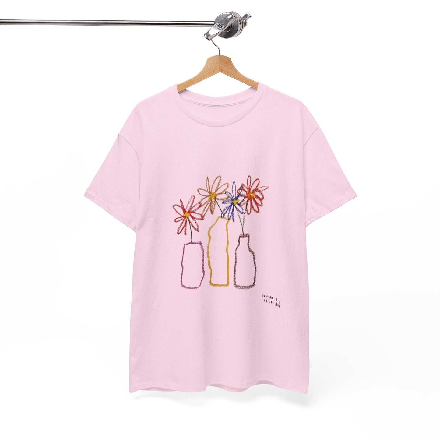 Color Bloom Bottles T-Shirt – Designed by 9-Year-Old Mithu | Kids Art Floral Tee by House of Magnetic HOUSE OF MAGNETIC
