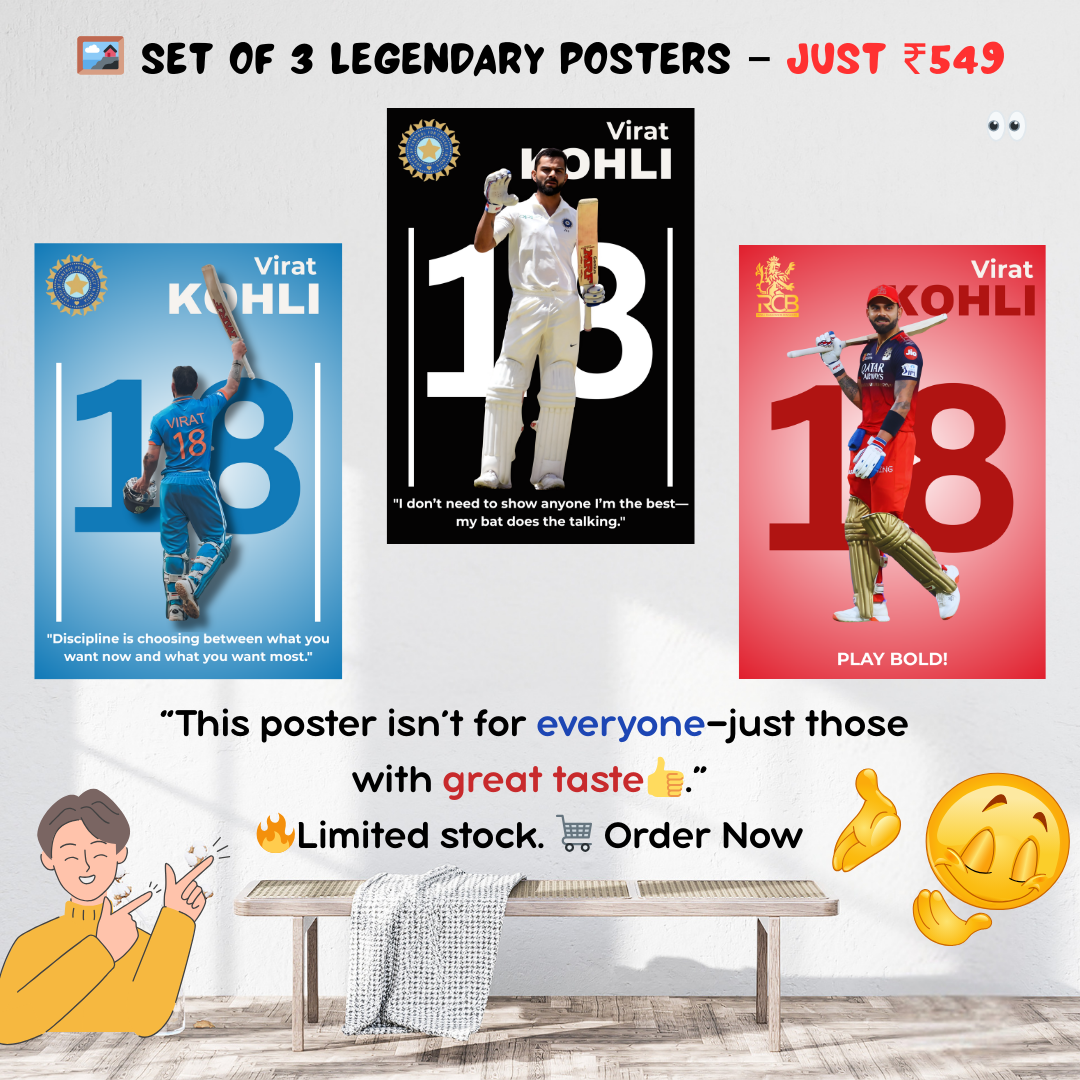 Virat Kohli Poster Combo – Set of 3 Houseofmagnetic