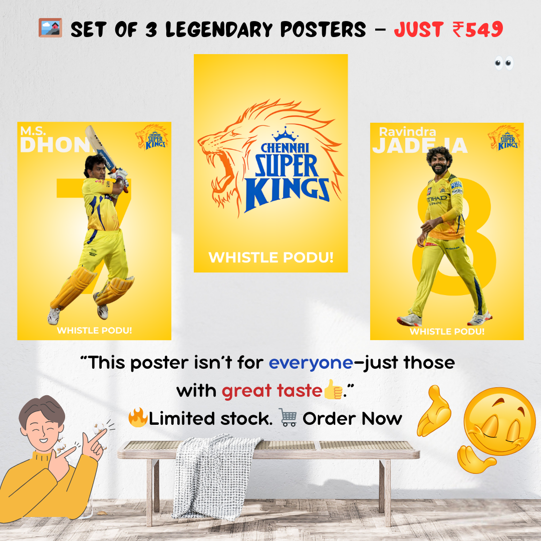Chennai Super Kings Poster Combo – Set of 3 Houseofmagnetic