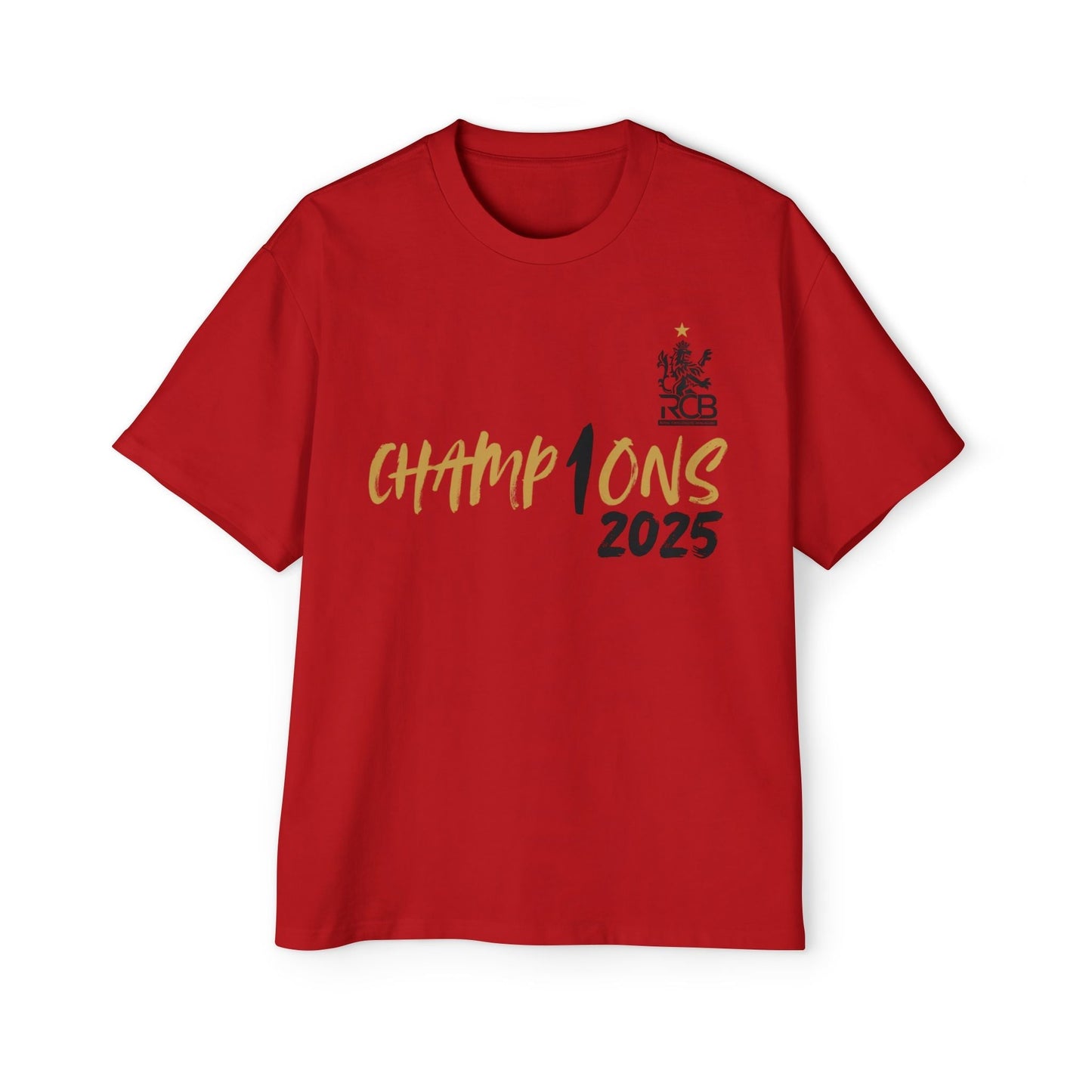 RCB Champions 2025 Oversized T-Shirt – Red, White & Black | Unisex S-XXL | Official IPL Fanwear Houseofmagnetic