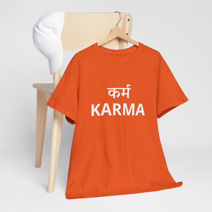 KARMA Bold Red Graphic T-Shirt – Sanskrit Typography Tee | House of Magnetic HOUSE OF MAGNETIC