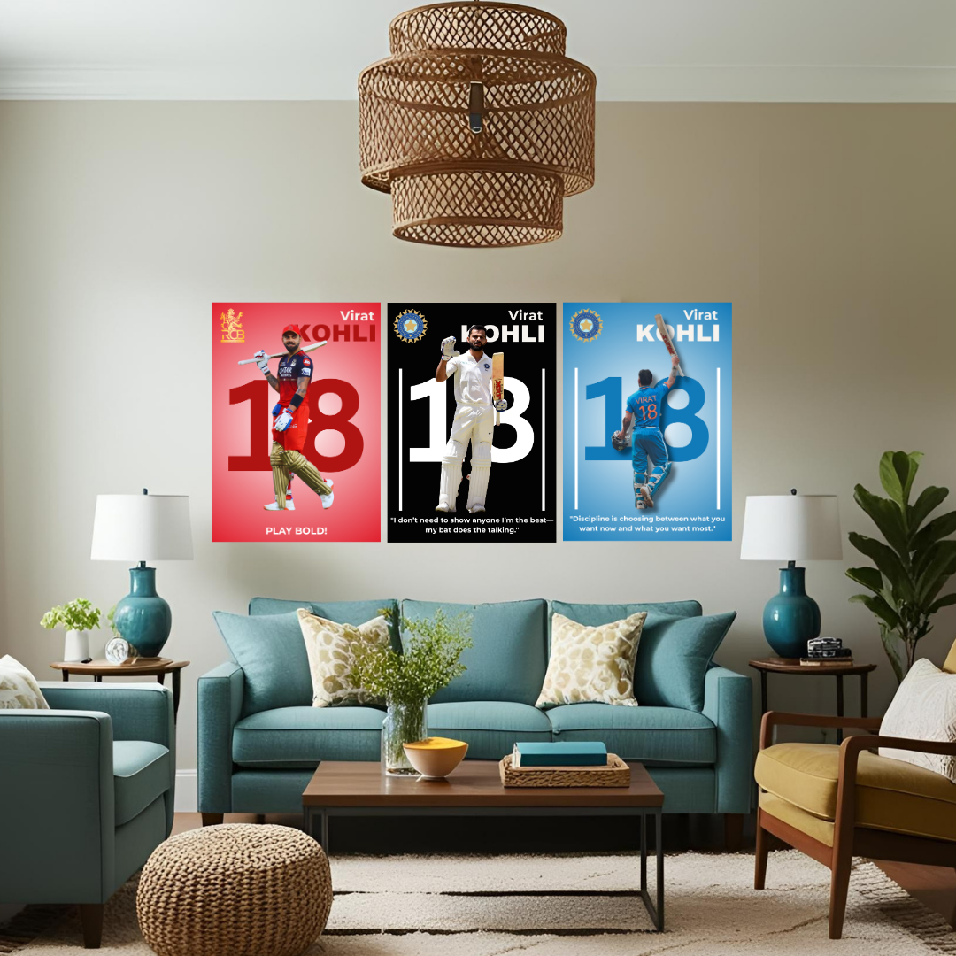 Virat Kohli Poster Combo – Set of 3 Houseofmagnetic