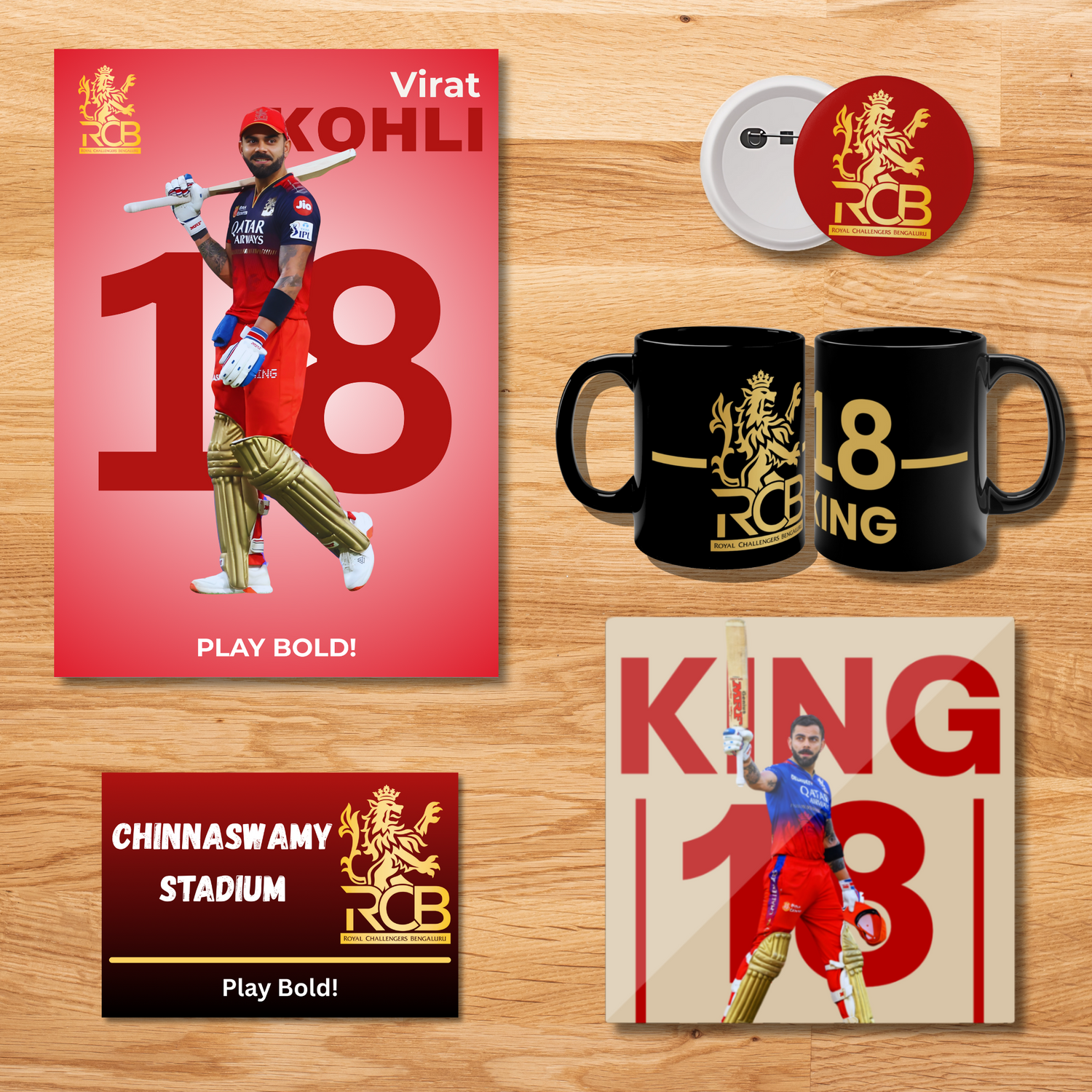 RCB Virat Kohli Fan Combo Pack Houseofmagnetic