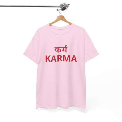 KARMA Bold Red Graphic T-Shirt – Sanskrit Typography Tee | House of Magnetic HOUSE OF MAGNETIC