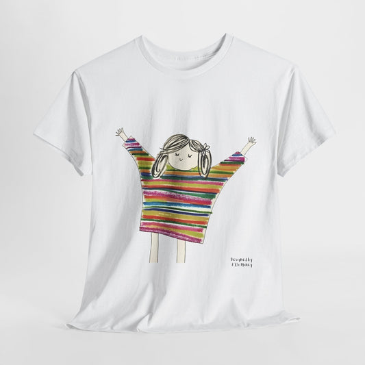 Kids Art Graphic T-Shirt – “Rainbow Joy” by 8-Year-Old Artist | Regular Fit Cotton Tee by House of Magnetic HOUSE OF MAGNETIC