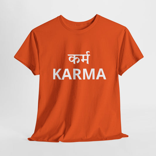 KARMA Bold Red Graphic T-Shirt – Sanskrit Typography Tee | House of Magnetic HOUSE OF MAGNETIC