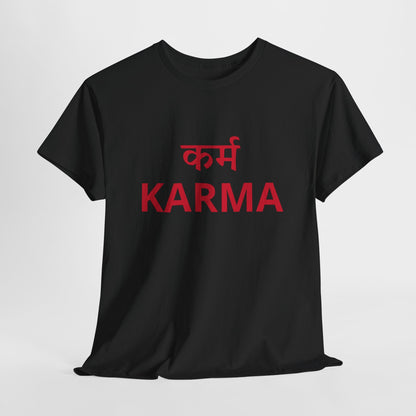 KARMA Bold Red Graphic T-Shirt – Sanskrit Typography Tee | House of Magnetic HOUSE OF MAGNETIC