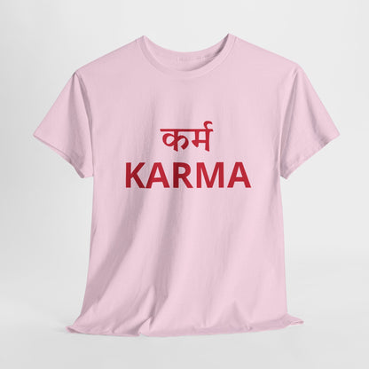 KARMA Bold Red Graphic T-Shirt – Sanskrit Typography Tee | House of Magnetic HOUSE OF MAGNETIC