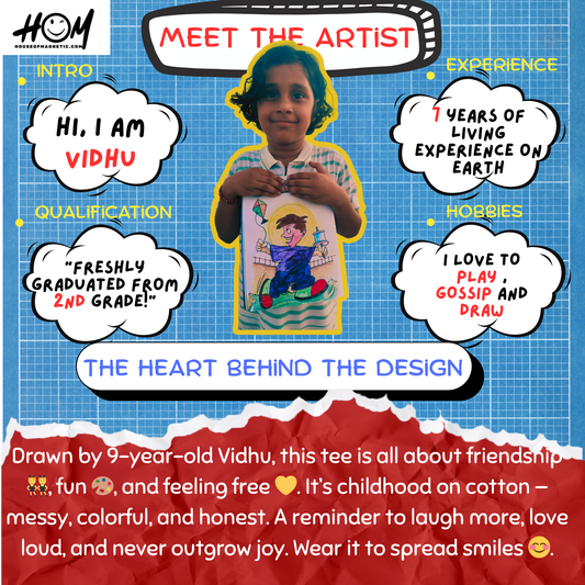 Happy Together T-Shirt – Designed by 9-Year-Old Vidhu | Friendship Kids Art Tee by House of Magnetic HOUSE OF MAGNETIC