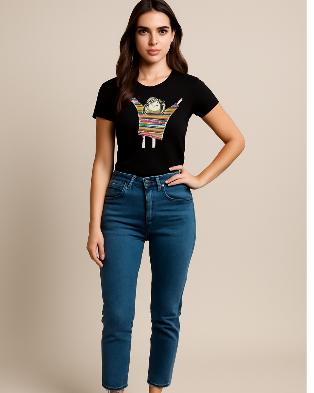 Kids Art Graphic T-Shirt – “Rainbow Joy” by 7-Year-Old Artist | Regular Fit Cotton Tee by House of Magnetic HOUSE OF MAGNETIC