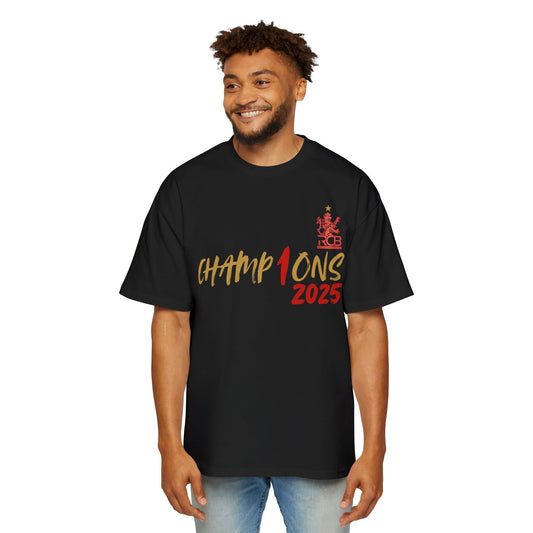 RCB Champions 2025 Oversized T-Shirt – Red, White & Black | Unisex S-XXL | Official IPL Fanwear Houseofmagnetic