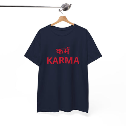 KARMA Bold Red Graphic T-Shirt – Sanskrit Typography Tee | House of Magnetic HOUSE OF MAGNETIC