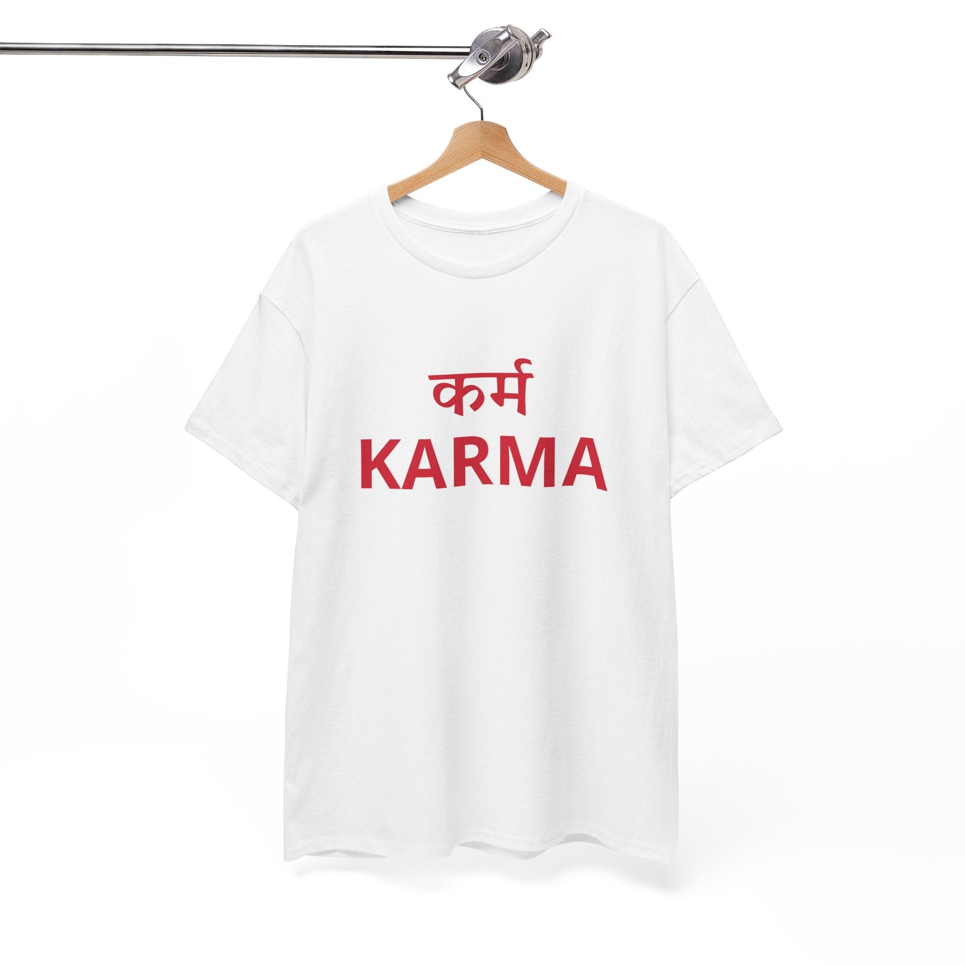 KARMA Bold Red Graphic T-Shirt – Sanskrit Typography Tee | House of Magnetic HOUSE OF MAGNETIC