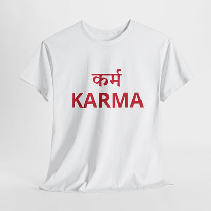 KARMA Bold Red Graphic T-Shirt – Sanskrit Typography Tee | House of Magnetic HOUSE OF MAGNETIC