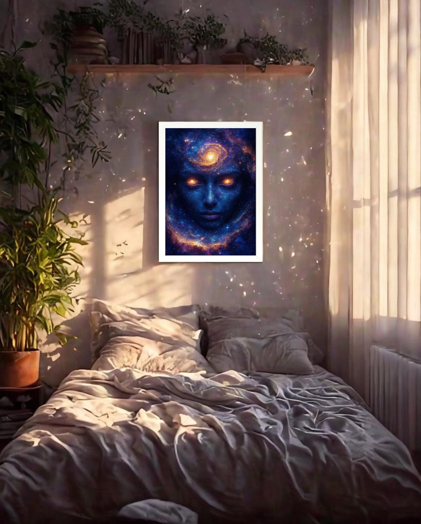 Celestial Guardian Galaxy Poster - A3/A4 Metal Wall Art, Paper Print, Framed Option, or Digital Download