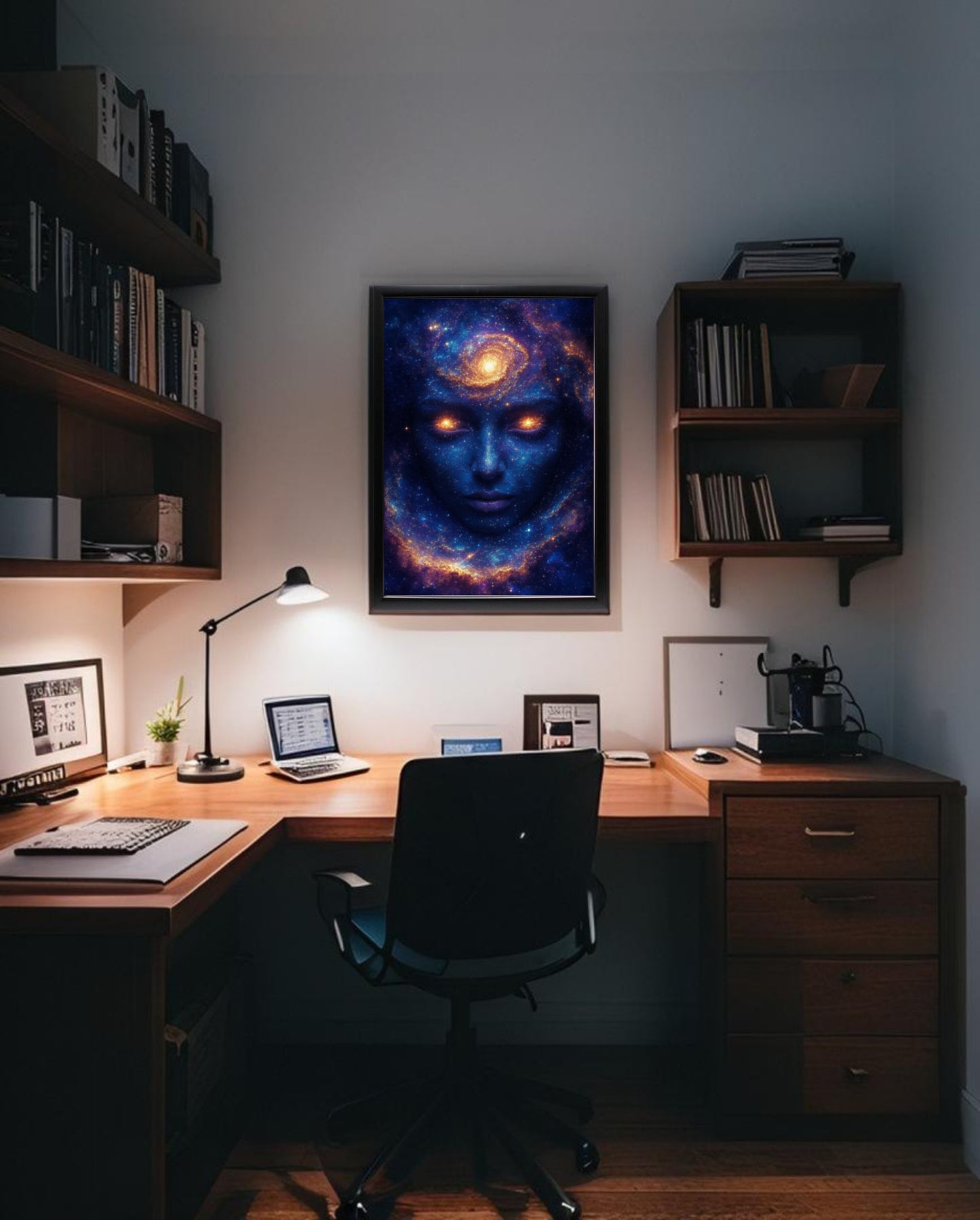 Celestial Guardian Galaxy Poster - A3/A4 Metal Wall Art, Paper Print, Framed Option, or Digital Download