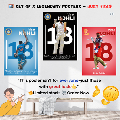 Virat Kohli Poster Combo – Set of 3 Houseofmagnetic