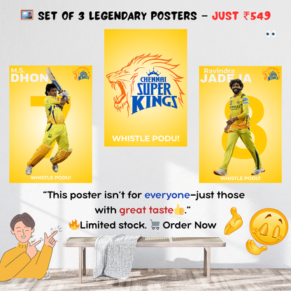 Chennai Super Kings Poster Combo – Set of 3 Houseofmagnetic